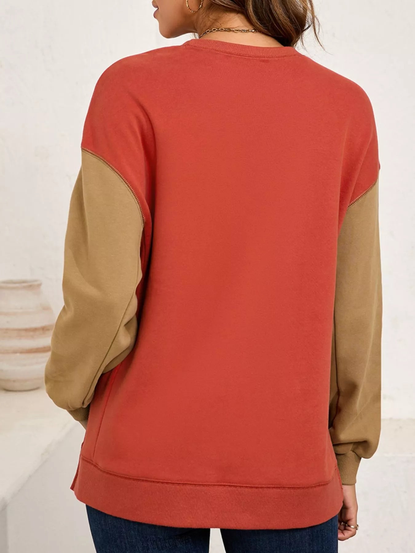 Halloween Glitter Ghost Patched Pattern Color Block Sweatshirt