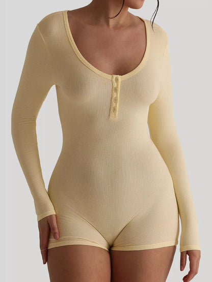 Ribbed Knit Long Sleeve Romper