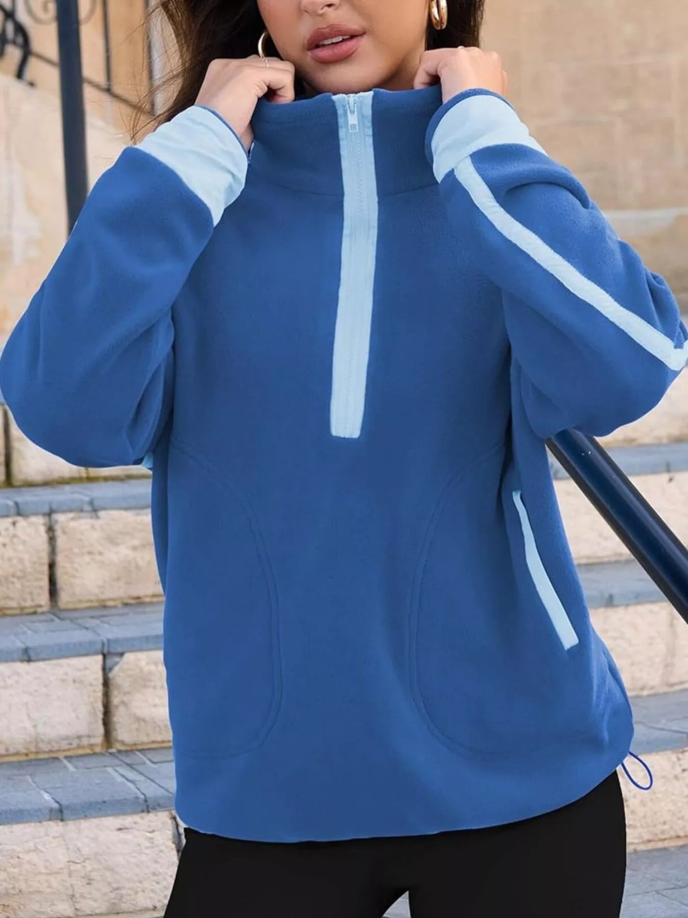 Half Zip Dropped Shoulder Sweatshirt