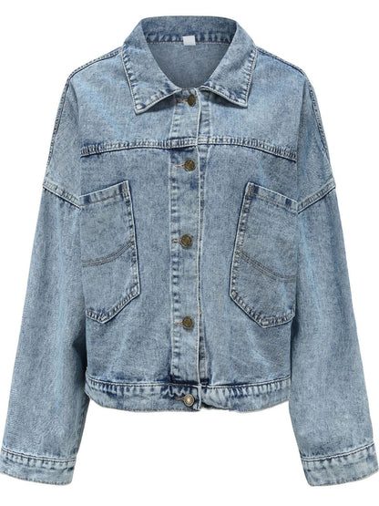 Button Down Drop Shoulder Denim Jacket