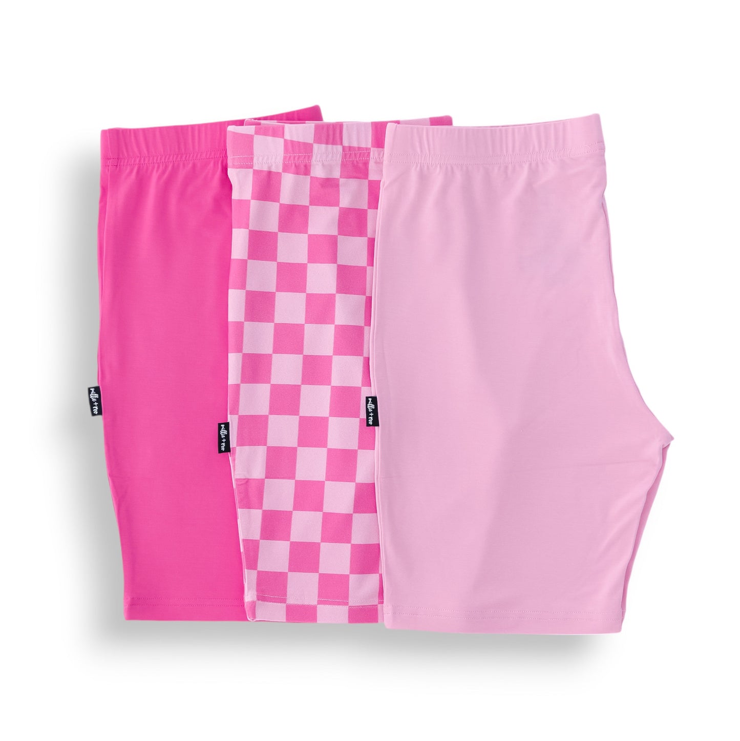 BIKER SHORTS- 3 Pack- Bubblegum, Cotton Candy + Pink Check