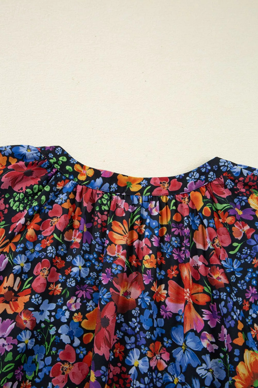 Floral Notched Flounce Sleeve Maxi Dress