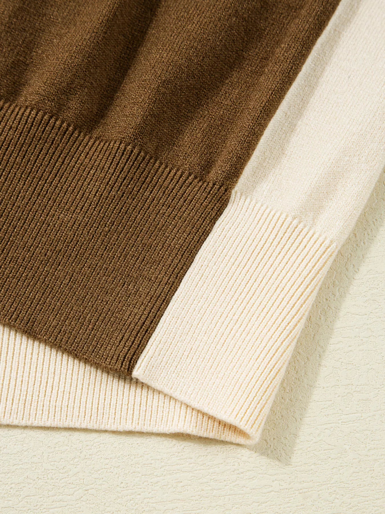 Color Block Mock Neck Long Sleeve Sweater