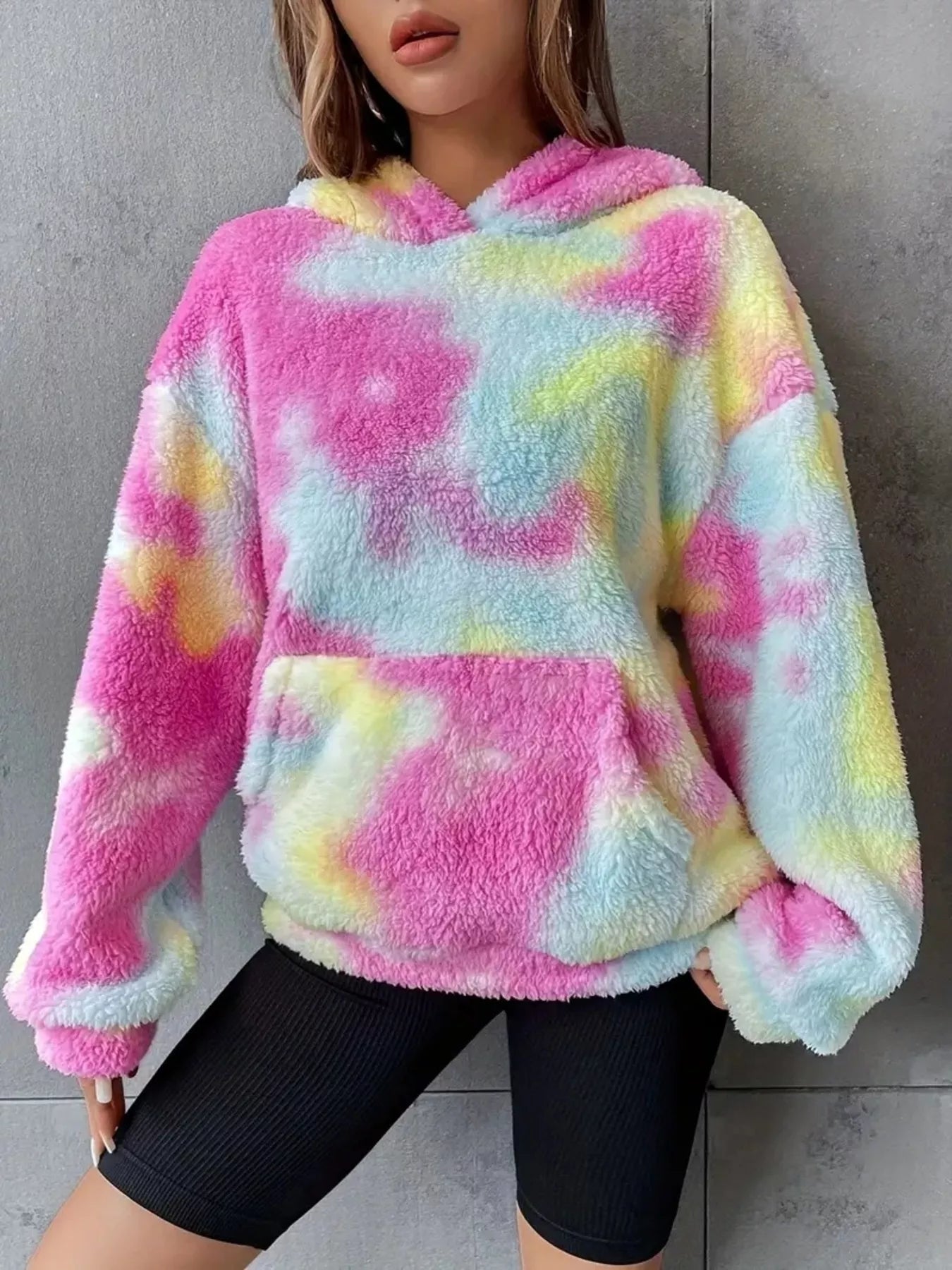 Tie-Dye Plush Fleece Hoodie