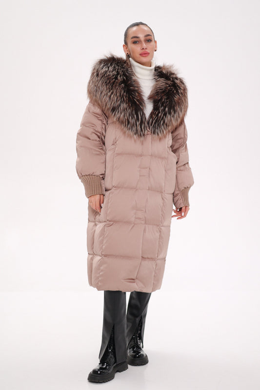 Rei Silver Fox Fully Lined Hood Down Coat in Blush Blush