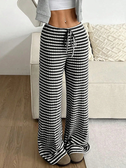 Striped Wide Leg Drawstring Pants