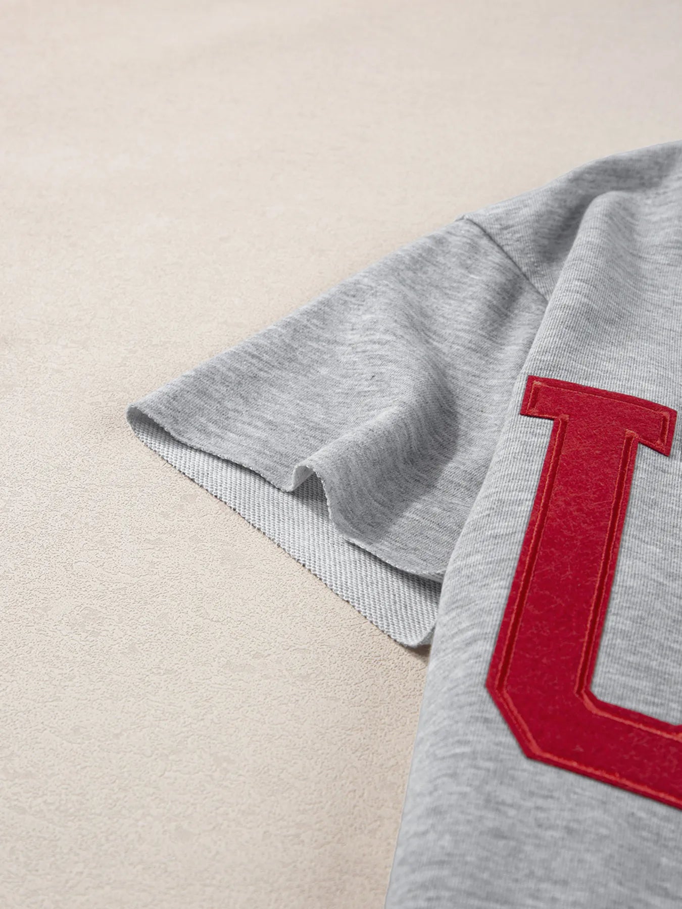 USA Lettering Patch Notched Neck T-Shirt