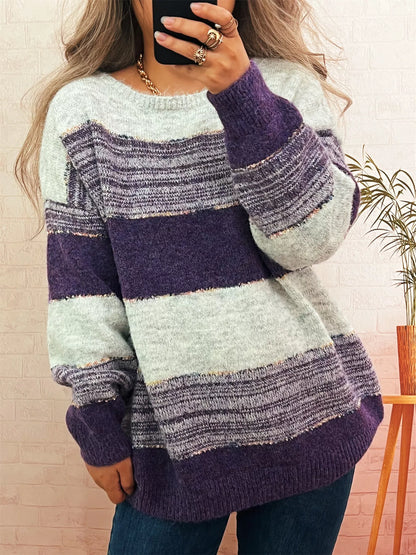 Color Block Dropped Shoulder Sweater
