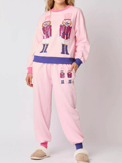 Nutcracker Contrast Trim Sweatshirt and Pants Set