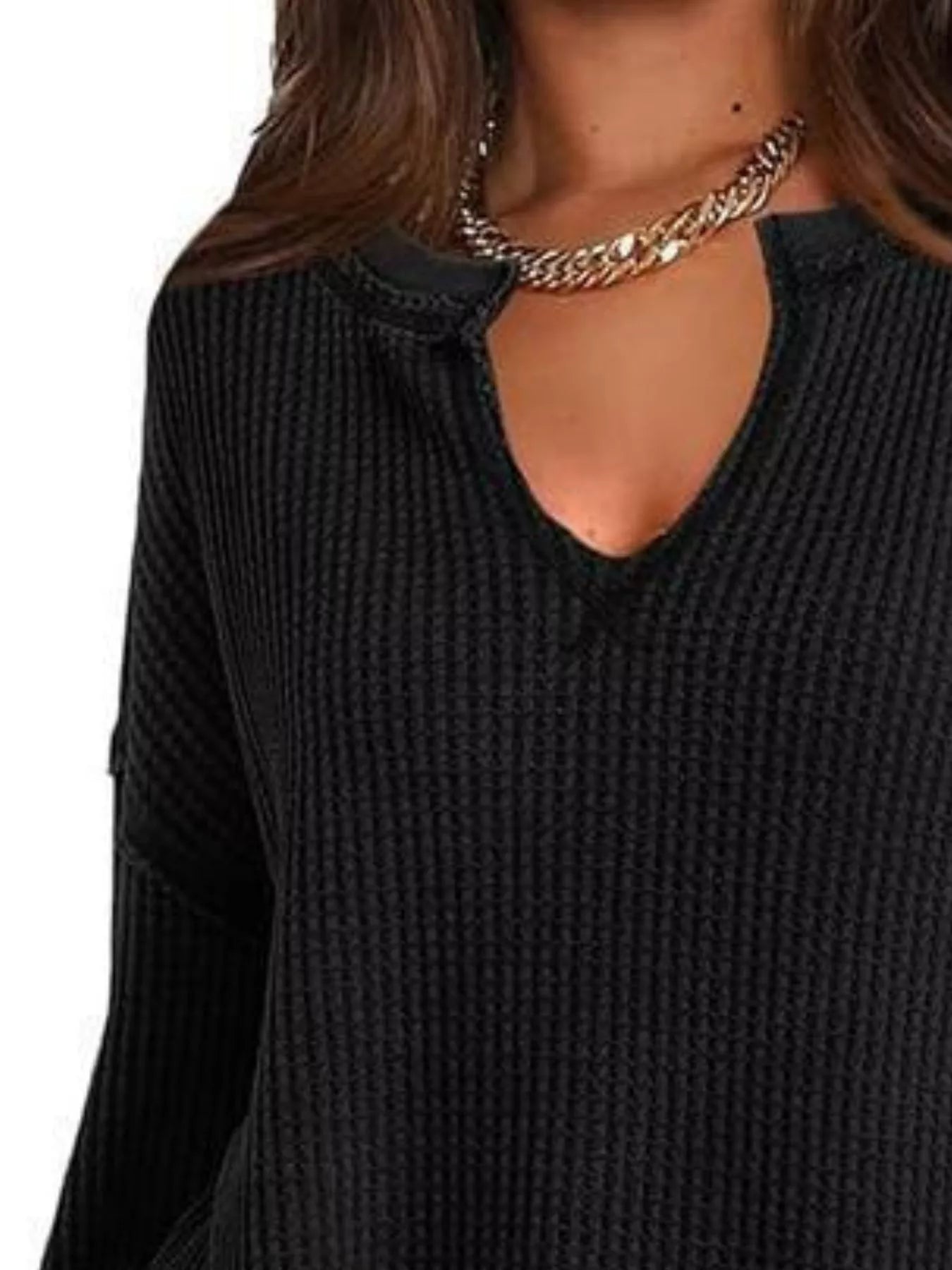 Waffle Knit Long Sleeve Sweatshirt