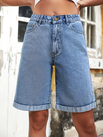 High Waist Denim Shorts Light