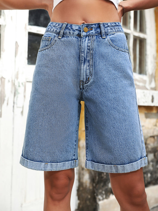 High Waist Denim Shorts Light
