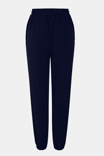 Elastic Waist Joggers with Pockets Navy