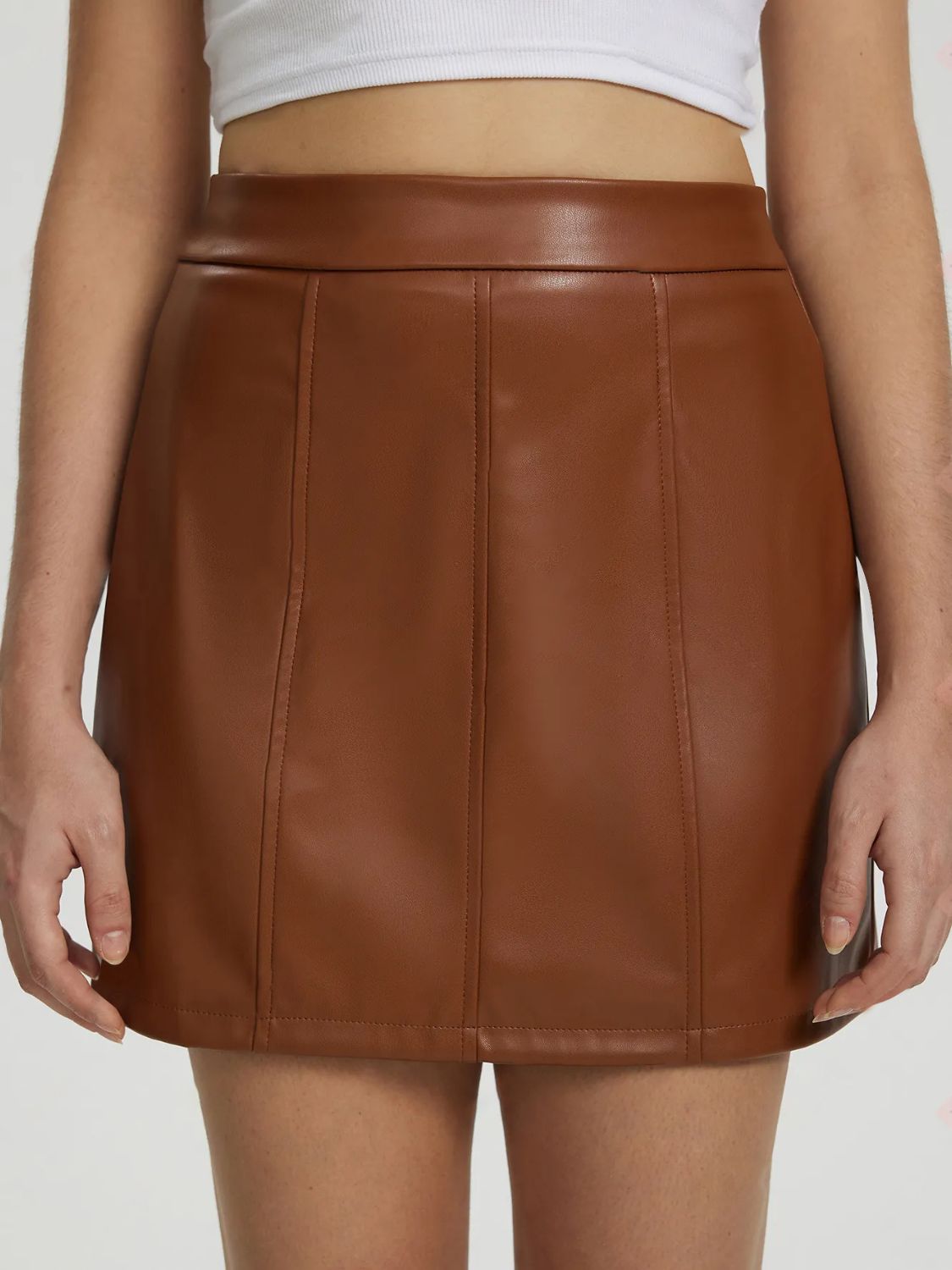 Mini Skirt with Zipper Brown