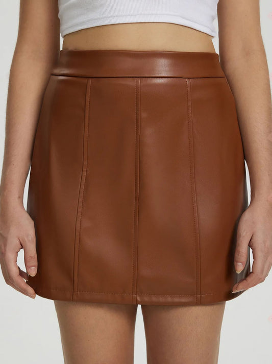 Mini Skirt with Zipper Brown