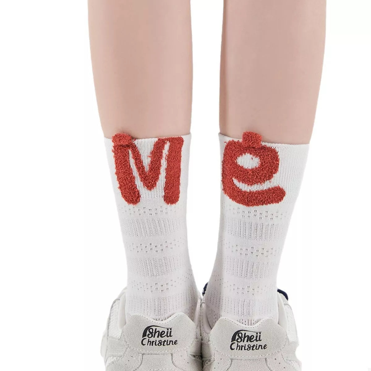 Breathable Letter Crew Socks White One Size