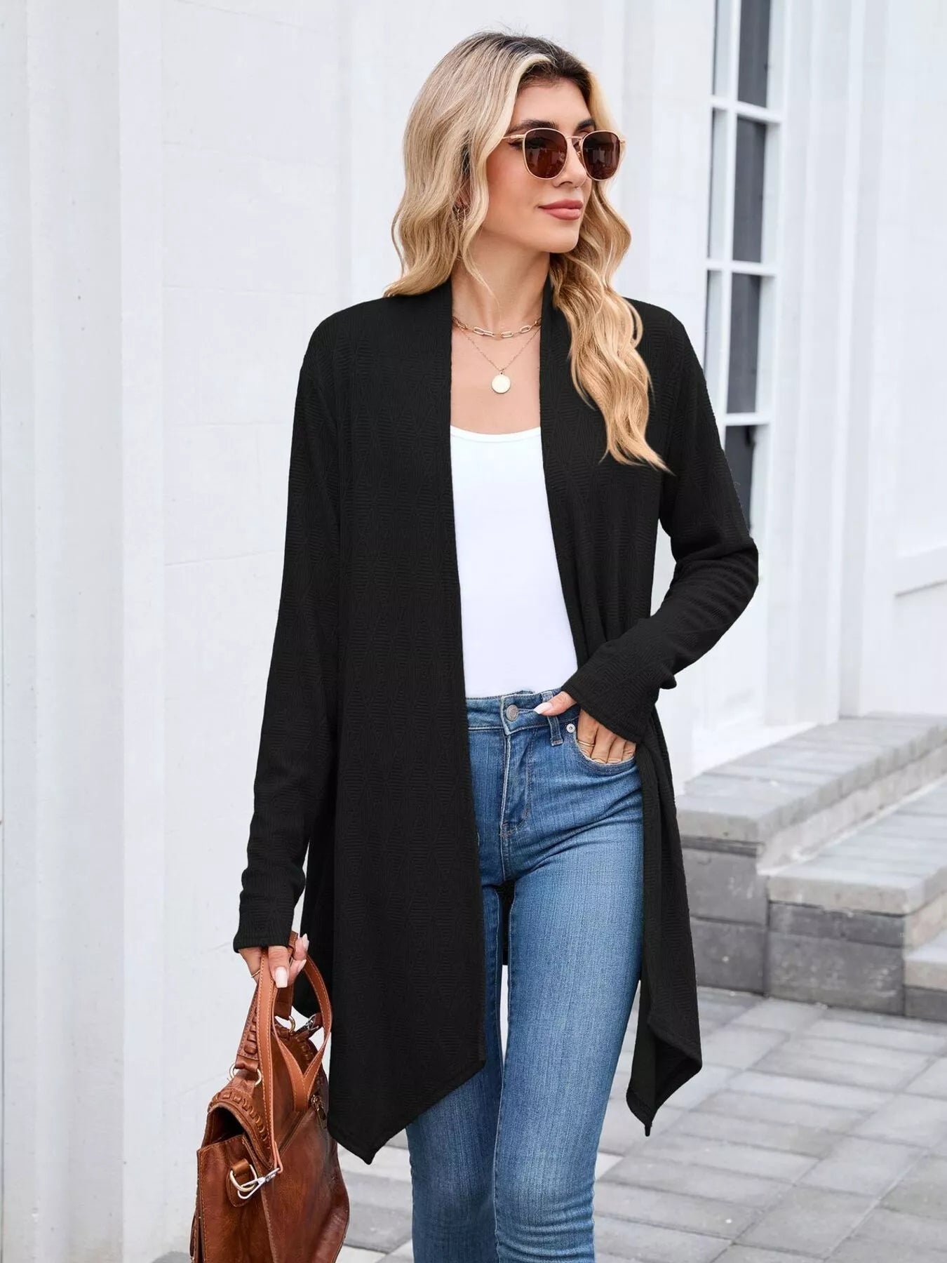 Open Front Long Cardigan