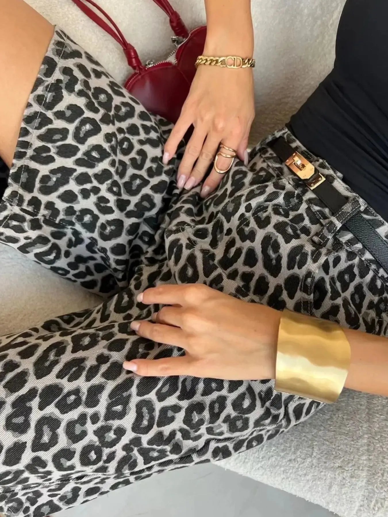 Leopard Print High-Waisted Casual Shorts