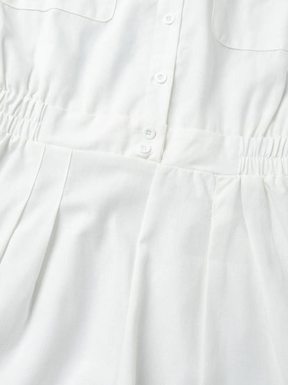 Casual Button Front Long Sleeve Romper