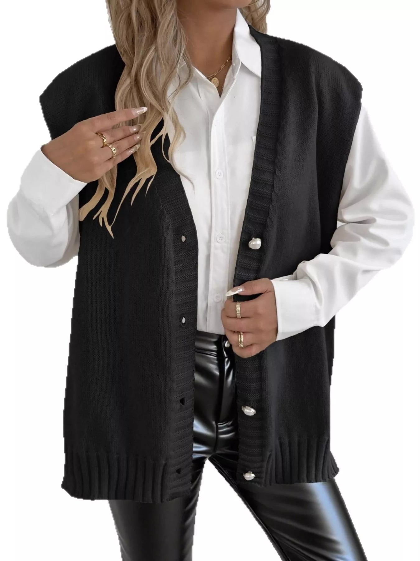 Button-Down Button Up Sweater Vest