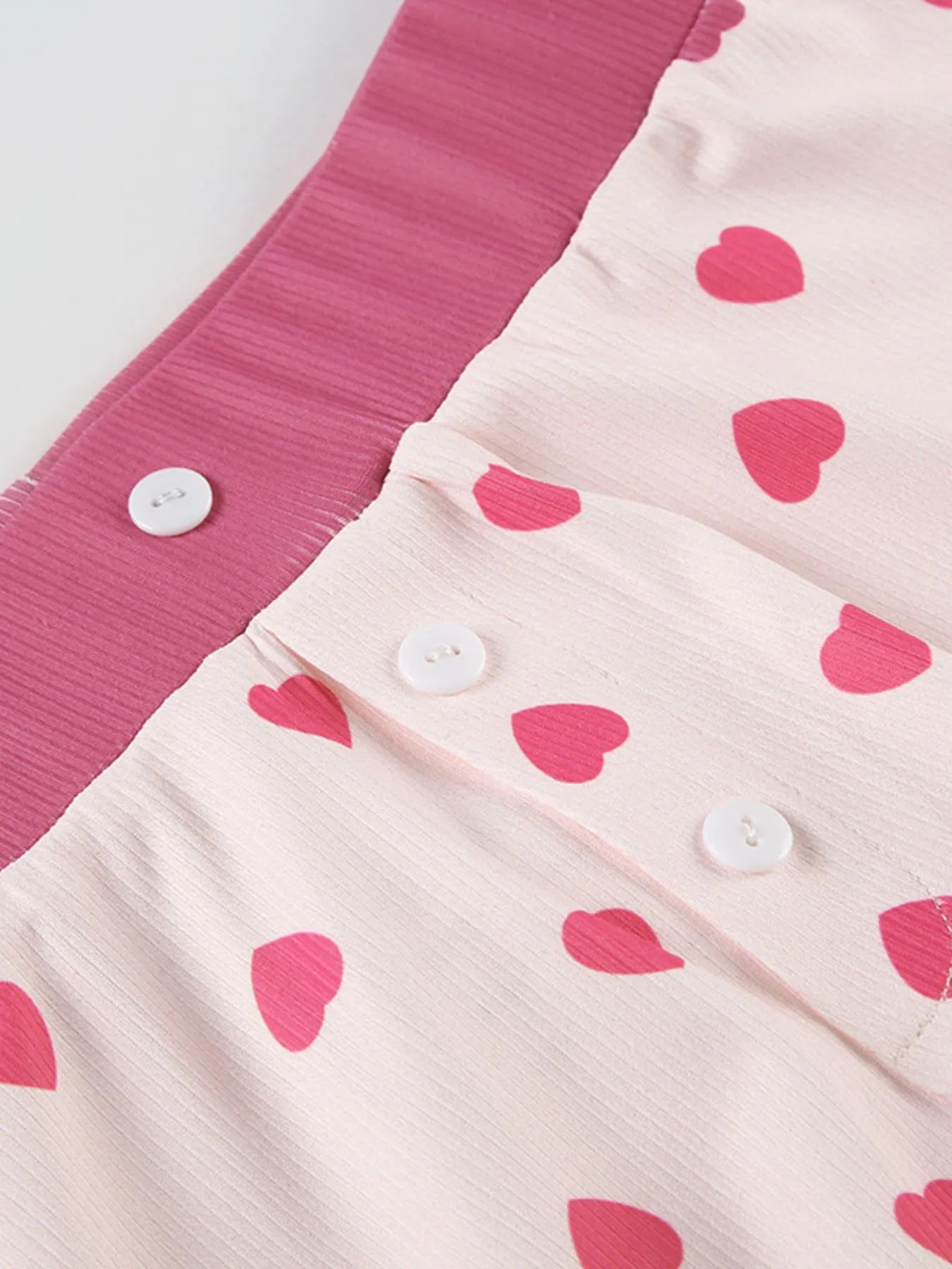 Heart Print Top and Shorts Loungewear Set