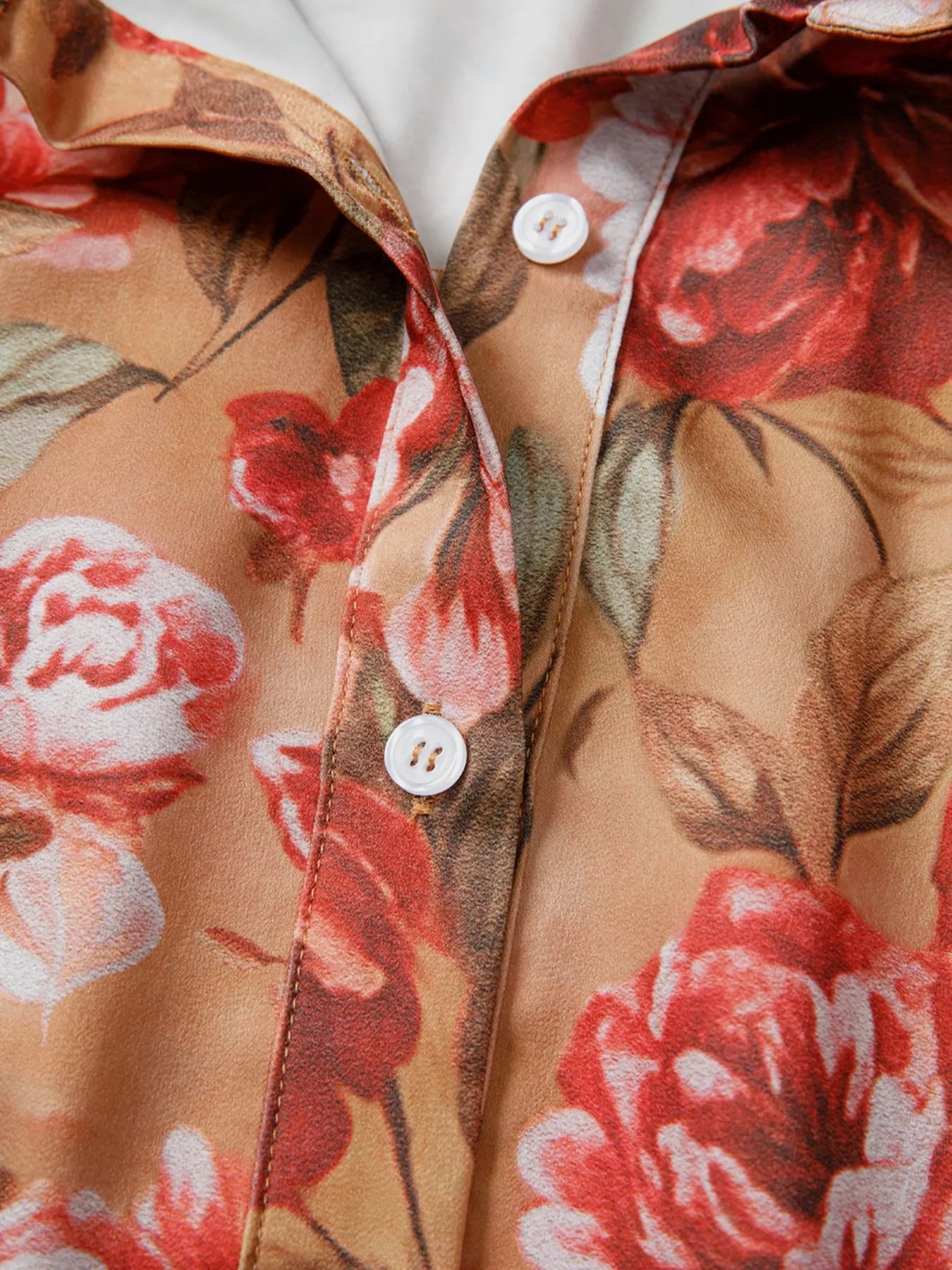 Floral Print Half Button Flounce Sleeve Ruffle Mini Dress