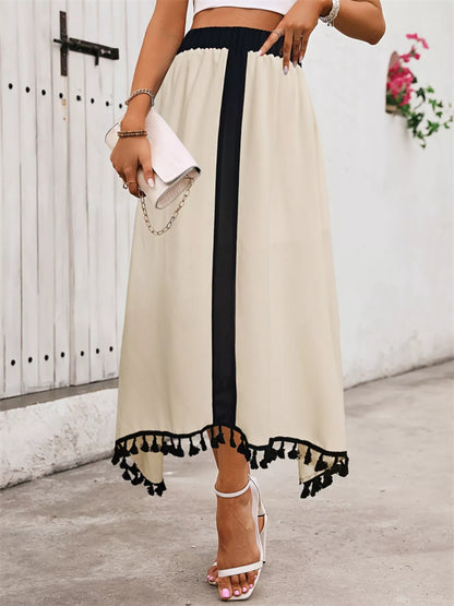 Tassel Trim High Waist Skirt