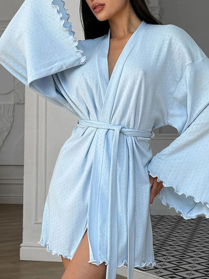 Tie Waist Kimono Sleeve Lounge Nightgown