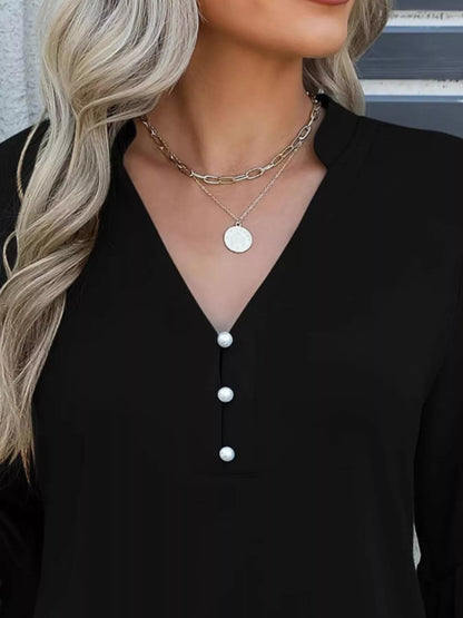 Full Size Notched Flounce Sleeve Blouse Plus Size