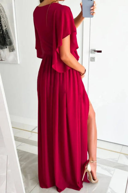 Surplice Flutter Sleeve Maxi Dress