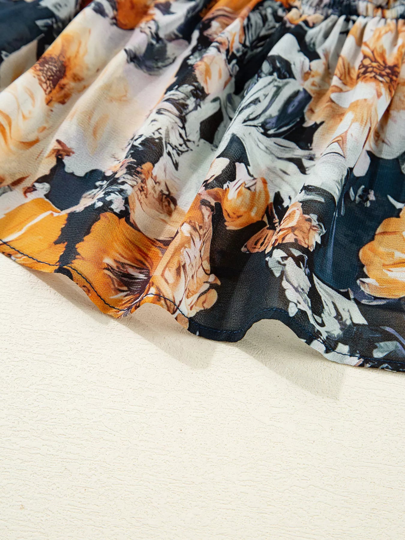 Floral Off Shoulder Bell Sleeve Smocked Peplum Top