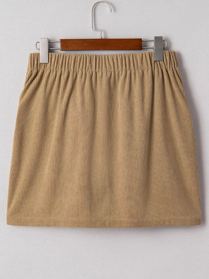 Corduroy Buttoned Front Mini Skirt