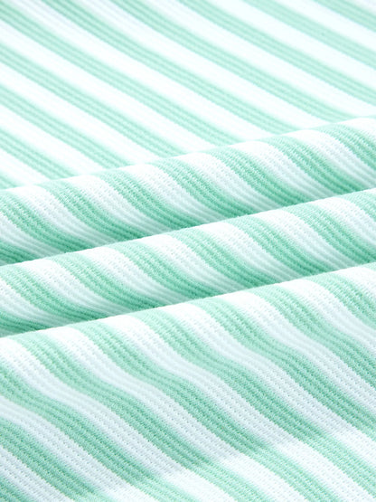 Stripe Quarter Zip Collar Long Sleeve Top