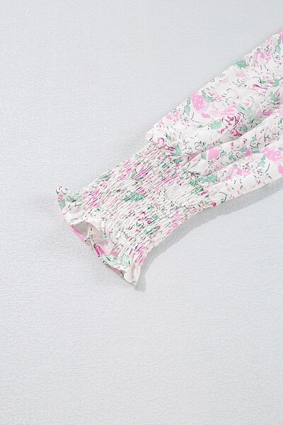 Printed Round Neck Long Sleeve Blouse