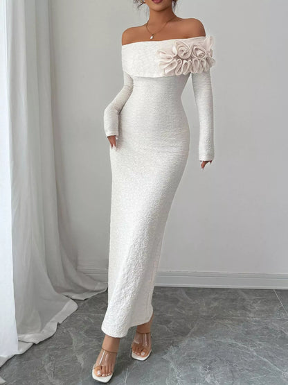 Flower Off-Shoulder Maxi Dress