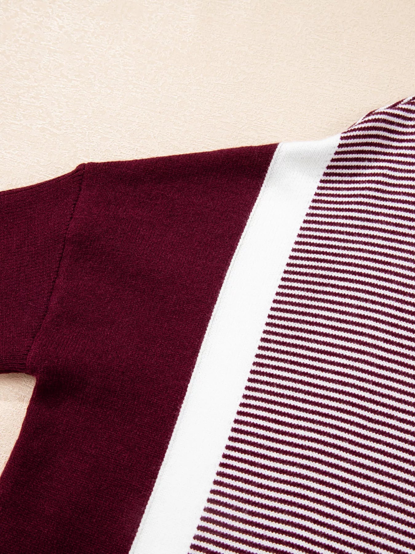 Stripe Color Block Patchwork Dolman Oversize Tunic Sweater