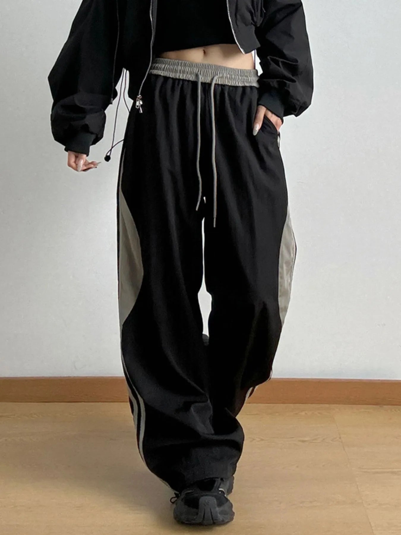 Striped Wide Leg Drawstring Pants