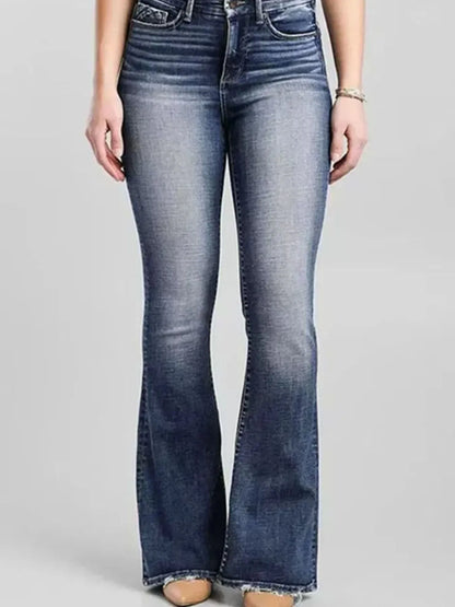 High-Rise Flare Gradient Wash Jeans Blue