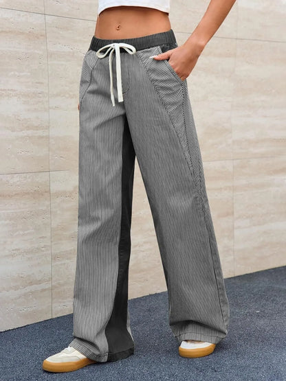 Striped Wide Leg Jeans