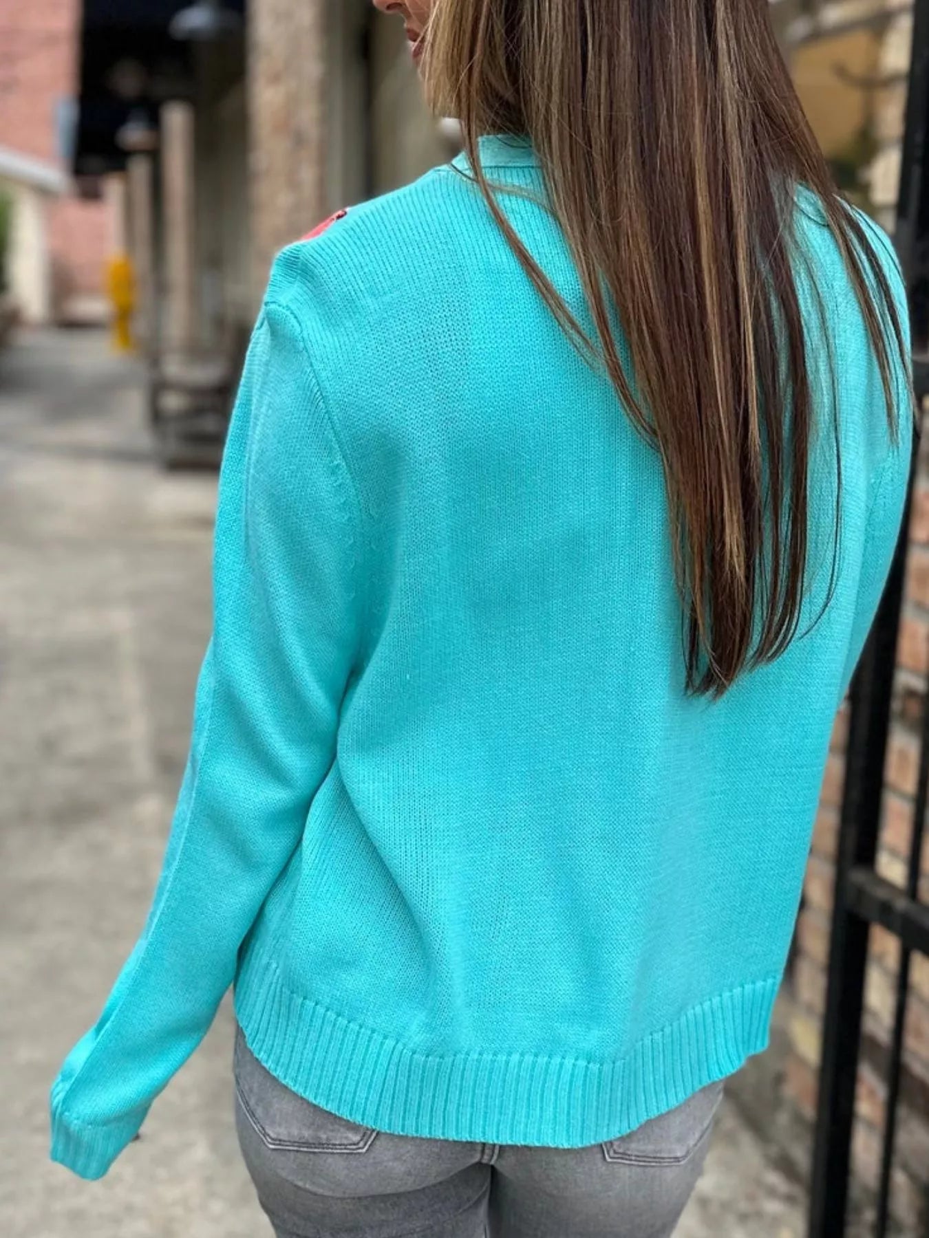 Nutcracker Ribbed Hem V-Neck Cardigan