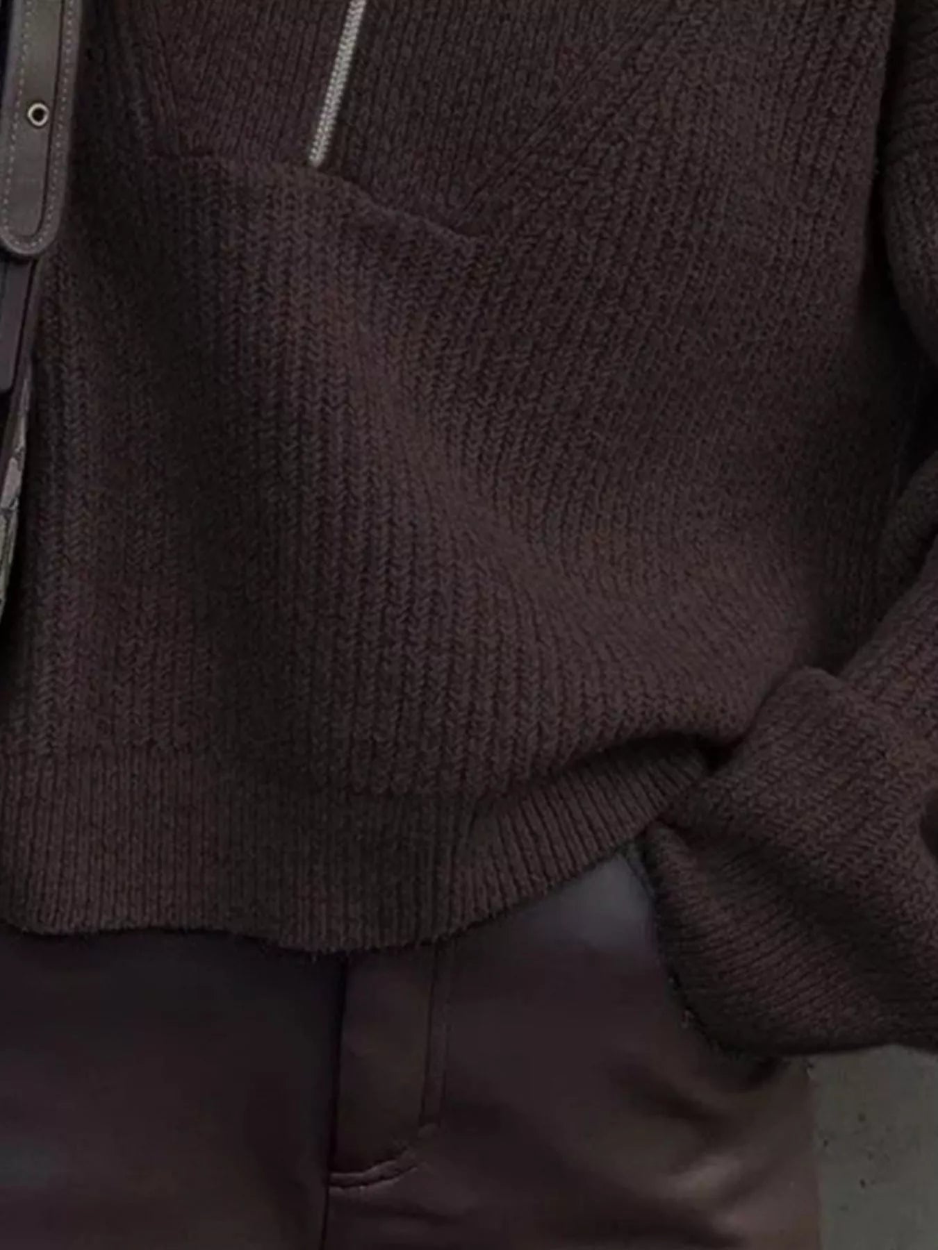 Half Zip Dropped Shoulder Sweater