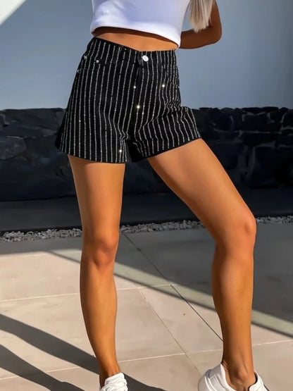 High Waist Wash Denim Shorts