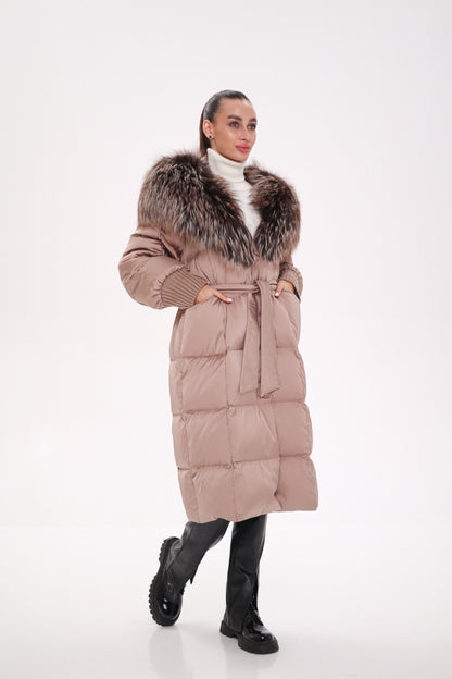 Rei Silver Fox Fully Lined Hood Down Coat in Blush