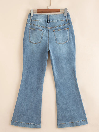 High-Waisted Flare Jeans with Seam Detail