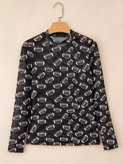 Game Day Mesh Sheer Long Sleeve Top