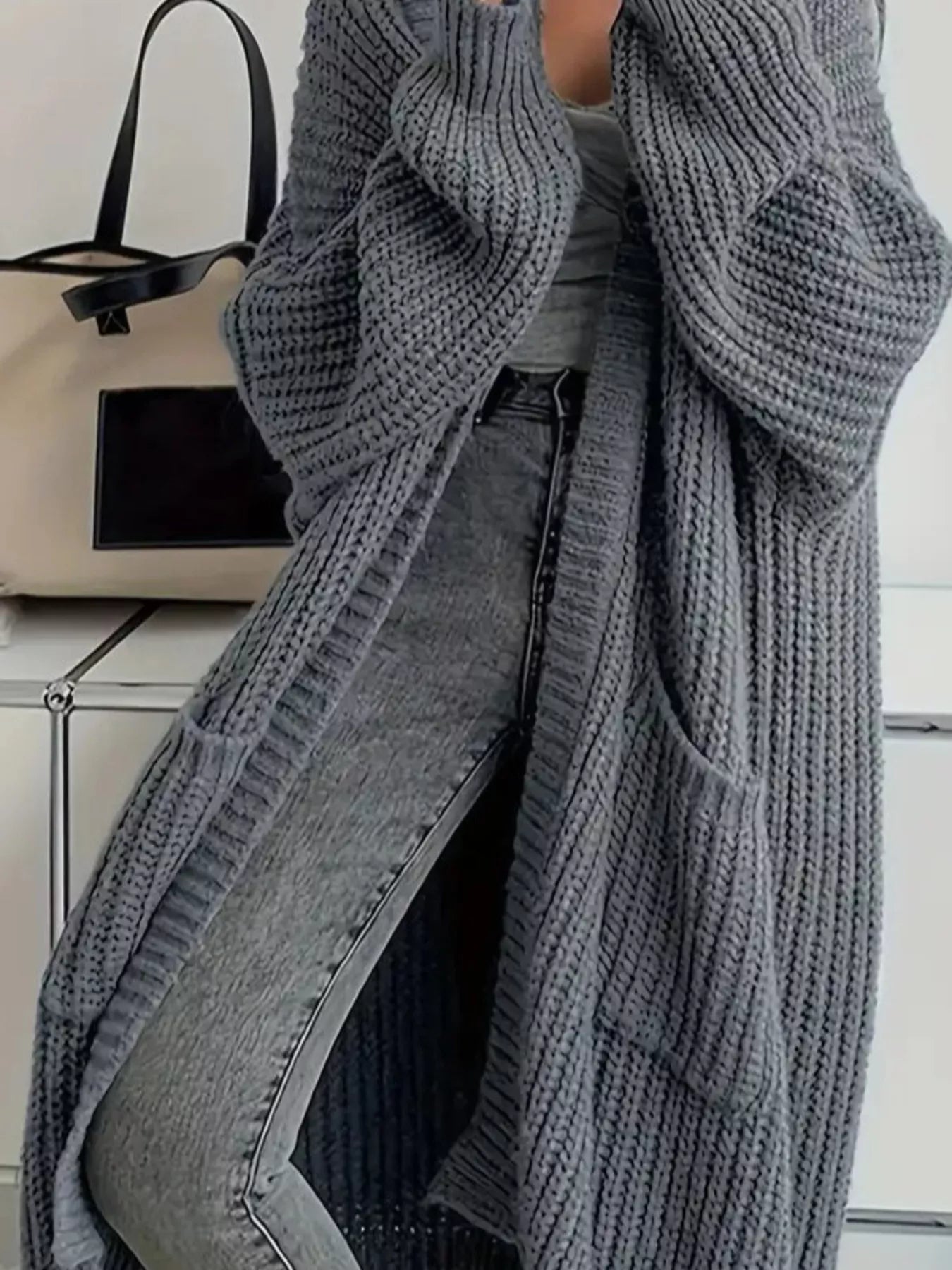 Oversized Long Sleeve Longline Cardigan