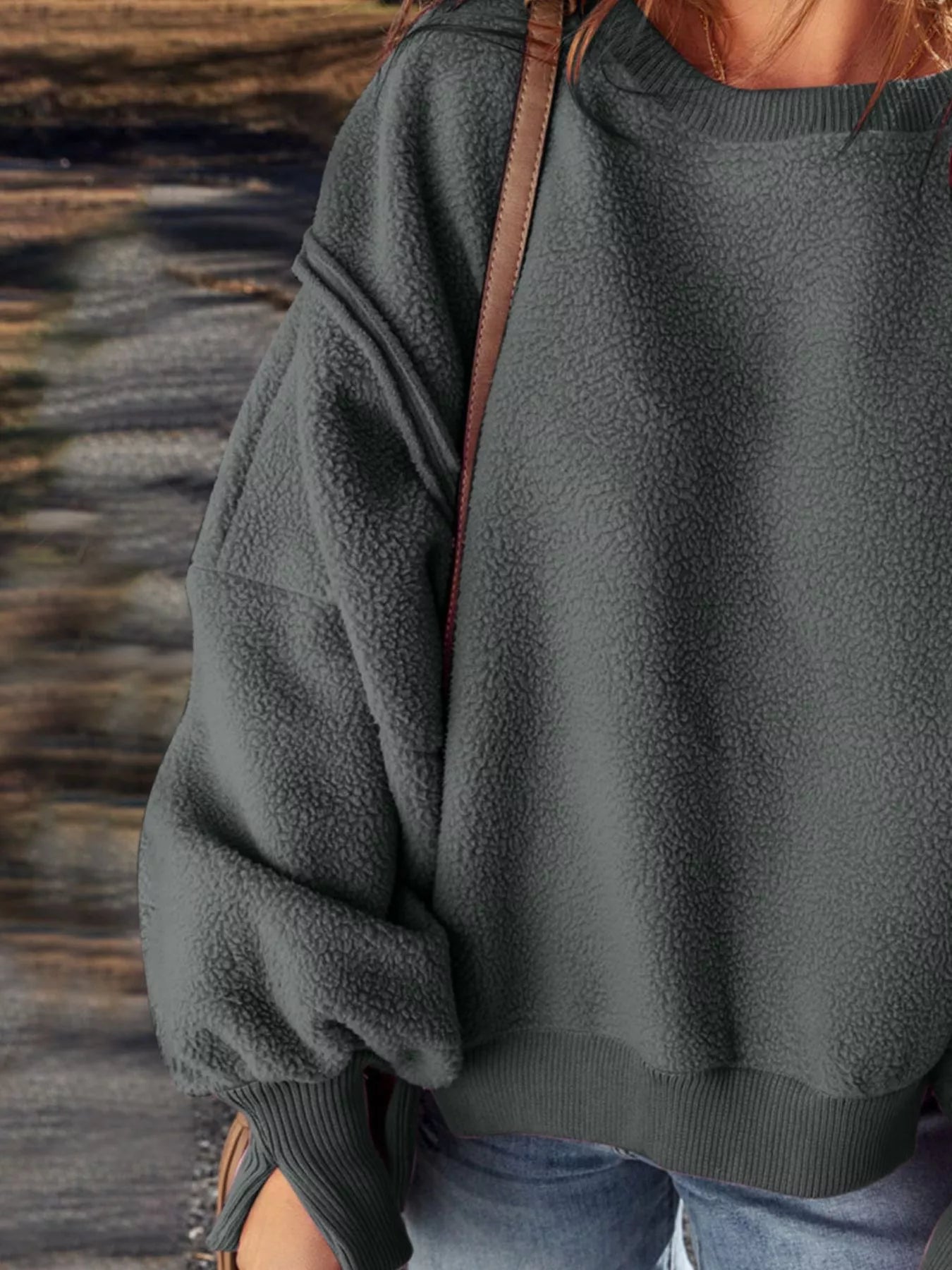 Round Neck Dropped Shoulder Sweatshirt