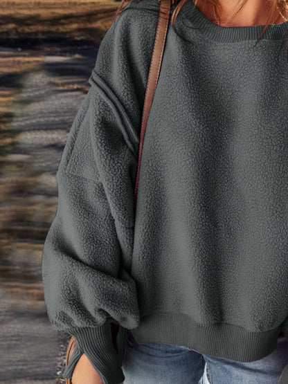 Round Neck Dropped Shoulder Sweatshirt