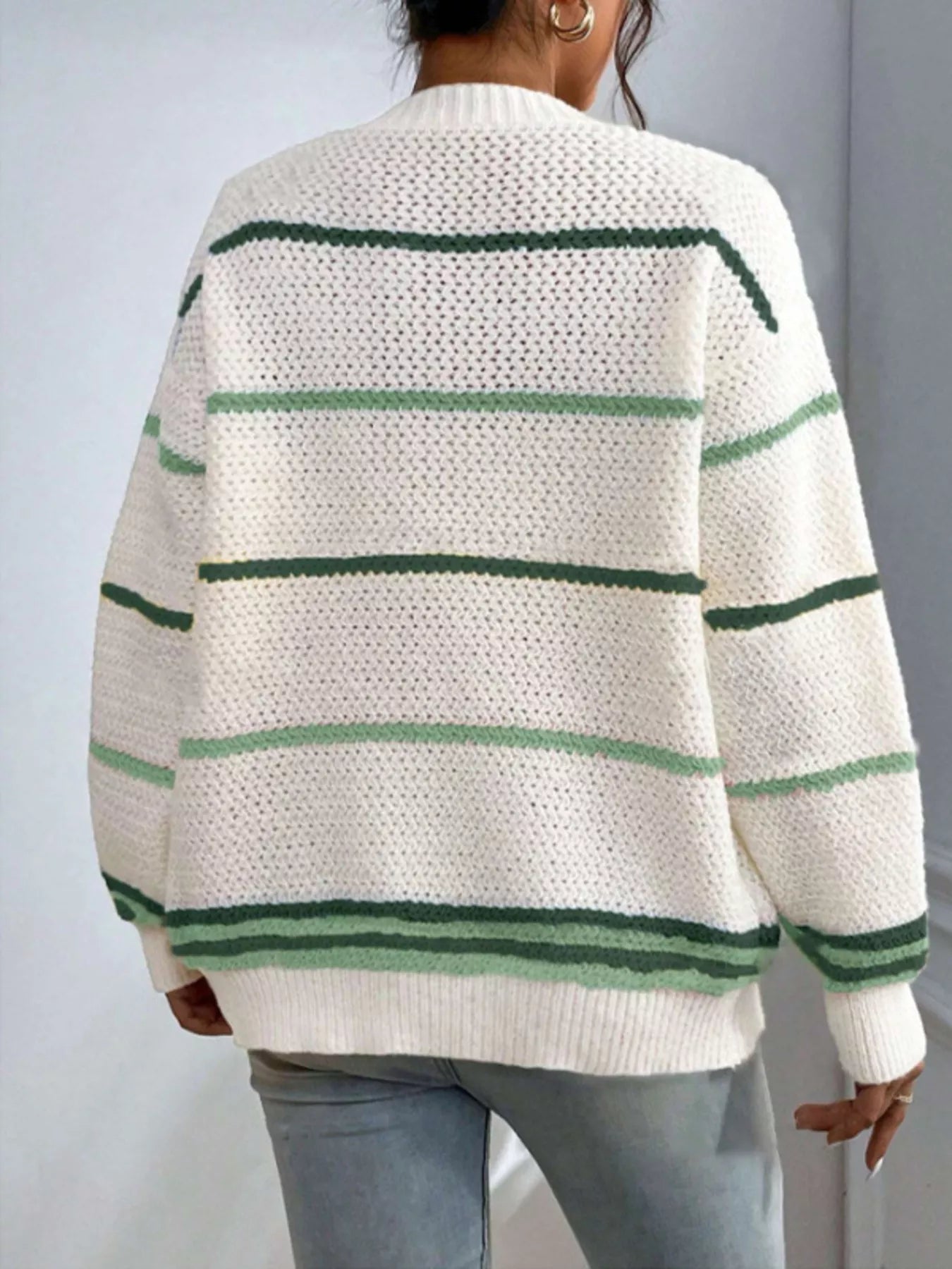 Striped Knit Open Front Cardigan