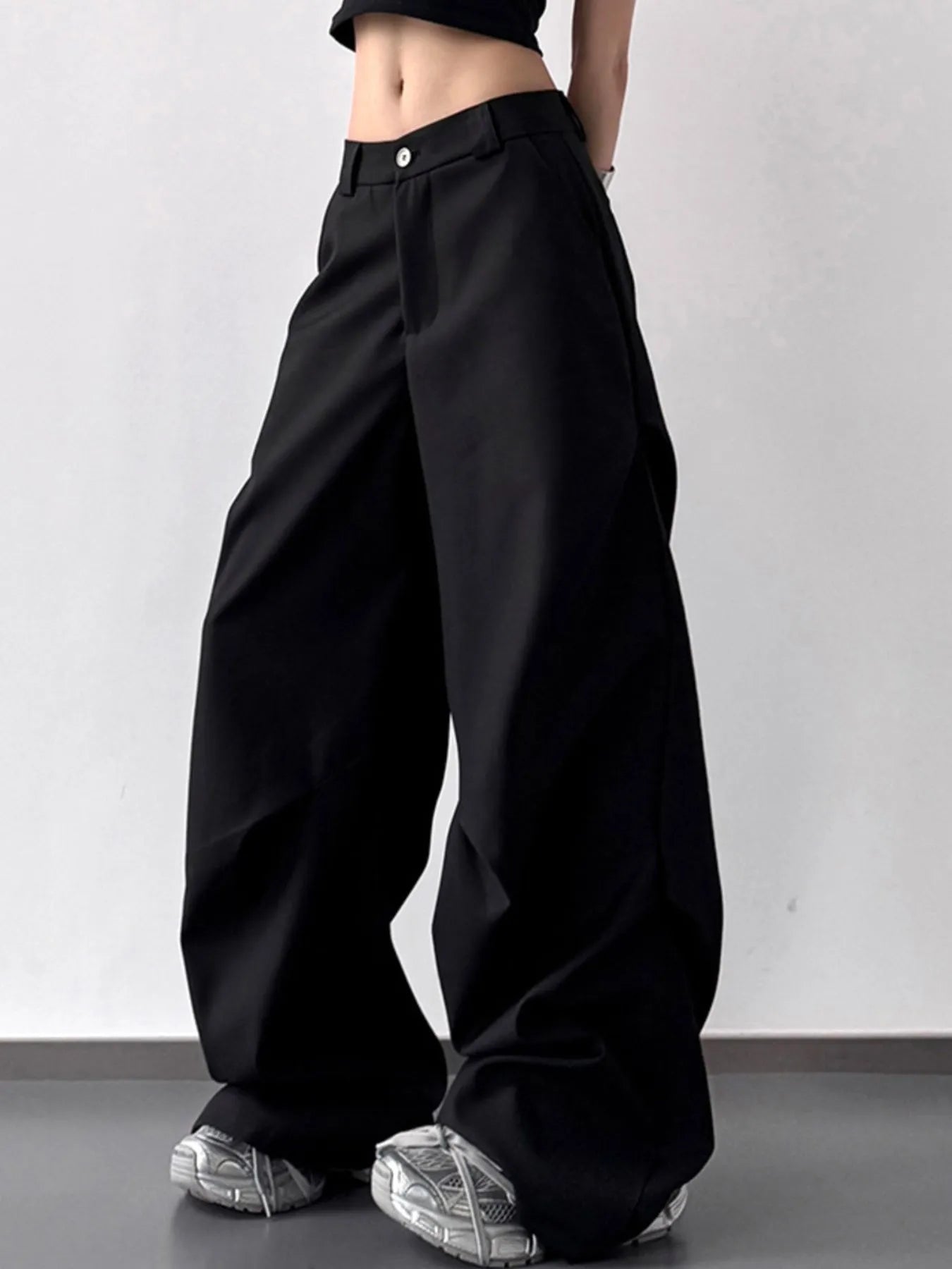 Wide Leg Relaxed Fit Pants Black